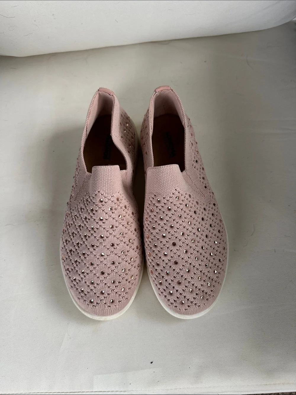 Sonoma Blush Pink Slip-On Knit Sneakers with Rhinestone Accents
